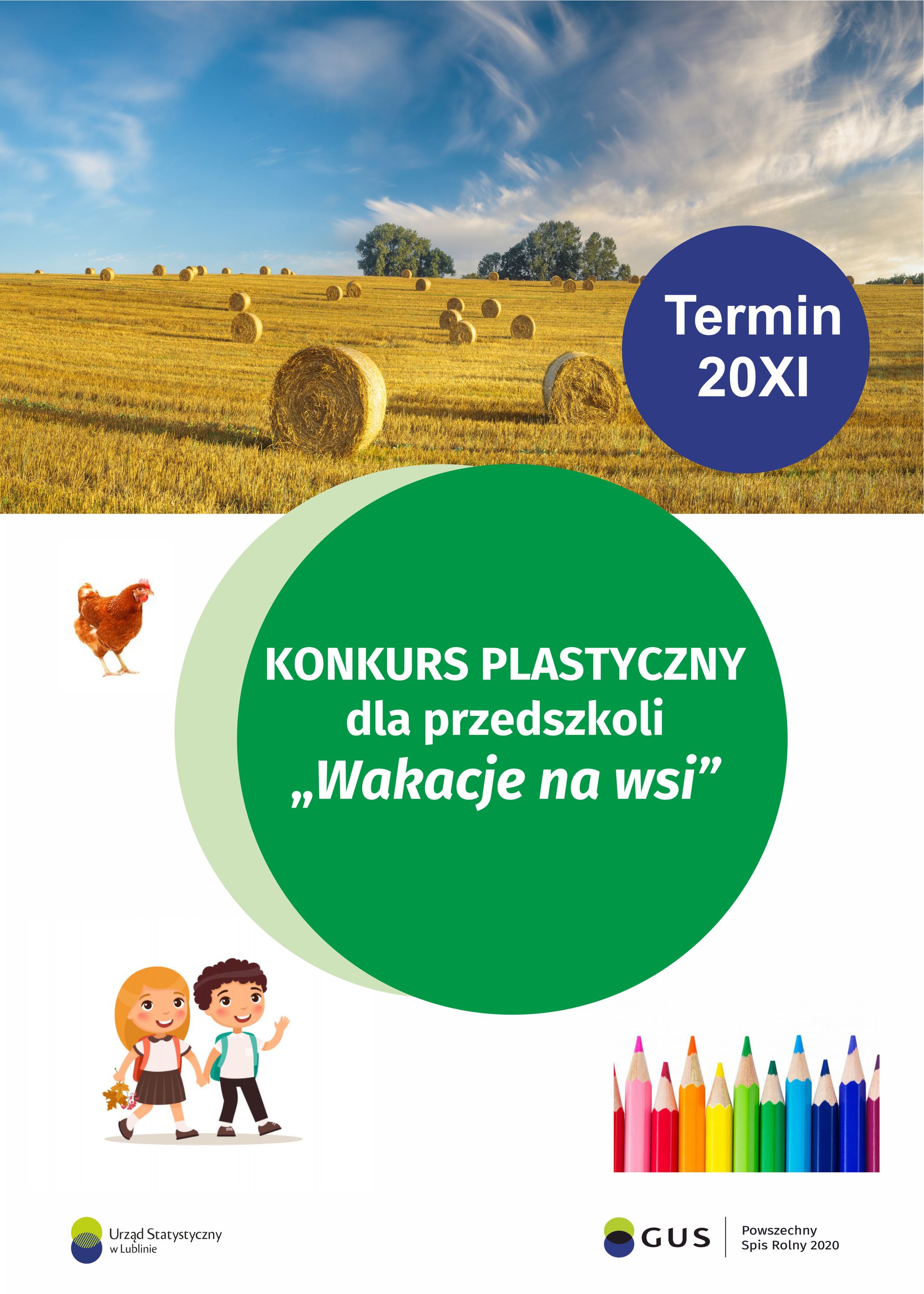 projekt plakatu konkurs plastyczny dla przedszkoli Wakacje na wsi